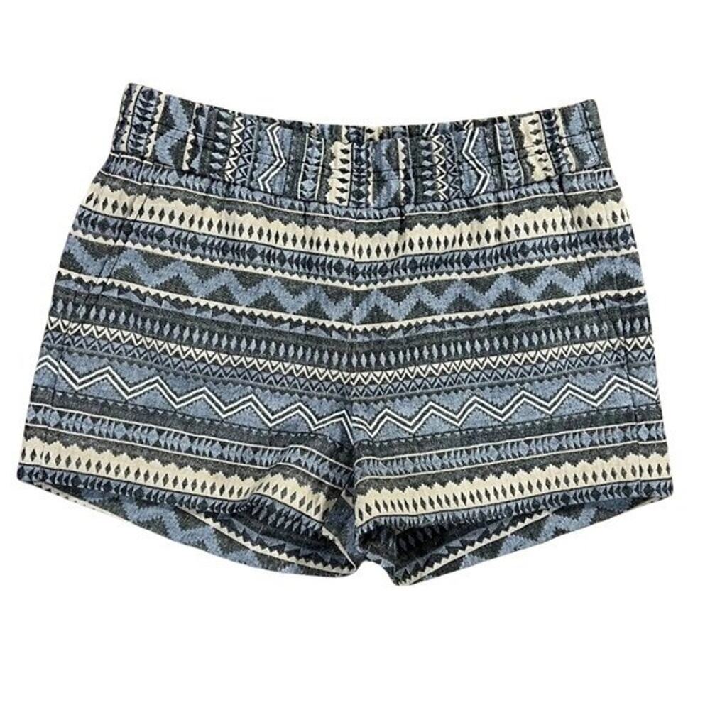 J.Crew Womens Blue Geometric Southwestern Print Jacquard Pull On Shorts Size 4